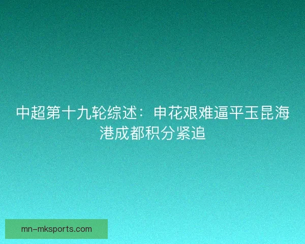 中超第十九轮综述：申花艰难逼平玉昆海港成都积分紧追